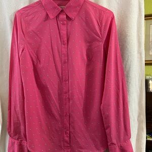 Merona Bright Pink Button-Up Shirt with Micro Dot Detail